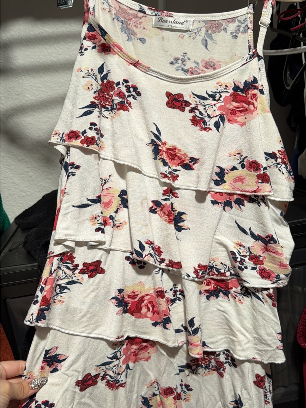 Bearsland Cream Pink & Red Floral Print nursing top